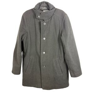 Calvin Klein black wool pea coat with zipper